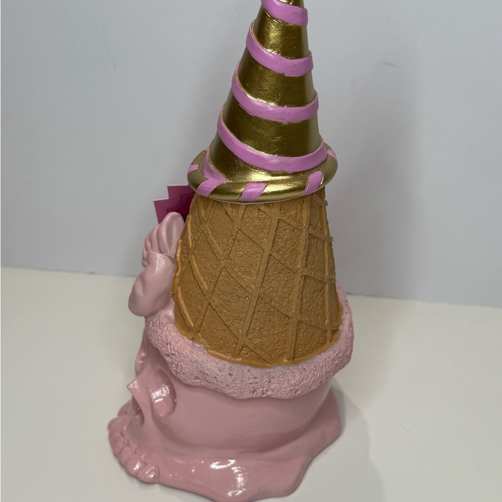 HERE LIES SUMMER Pink Skull & Bow Ice Cream Cone Halloween Summerween Decor NWT - Picture 4 of 15